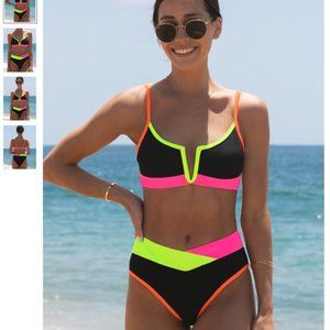 Popvil V-Wire Color Block Bikini Set